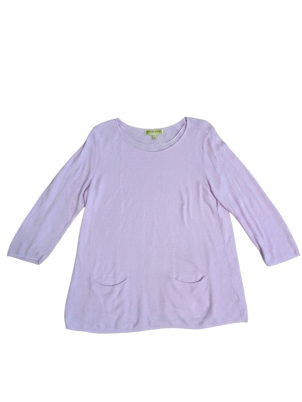 ​Sigrid Olsen Lilac Purple Silk Blend Knit Tunic Sweater Top Pockets L Coastal